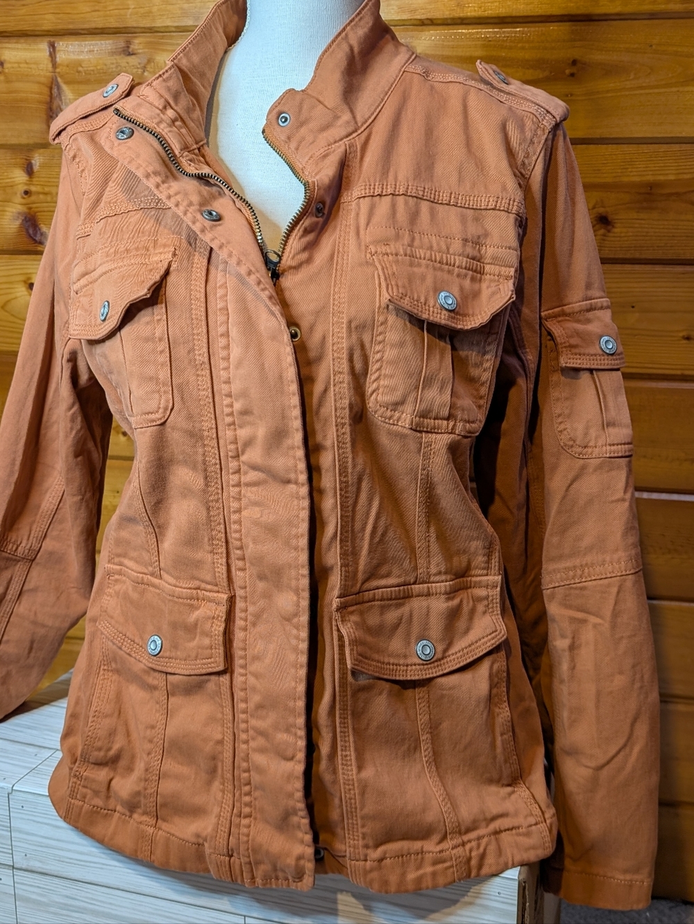 Utility Cotton Jacket - Rust Orange